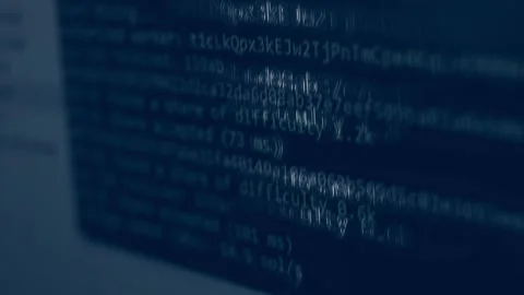 Contour effect of Cryptocurrency mining on a computer screen. The algorithm of Video stock 240168061