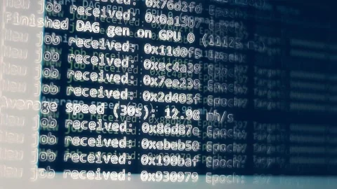 Contour effect of Cryptocurrency mining on a computer screen. The algorithm of Stock-Footage 240168529