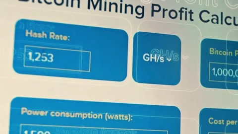 Contour effect of Cryptocurrency mining on a computer screen. The algorithm of Stock-Footage 240168961
