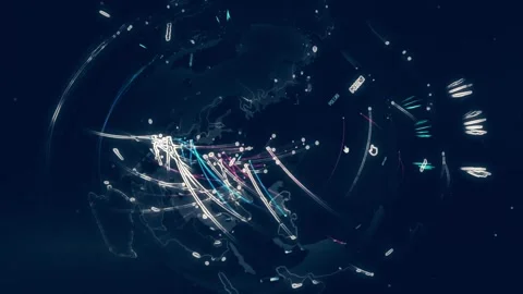 Contour effect of Cryptocurrency mining on a computer screen. The algorithm of Stock-Footage 240169814