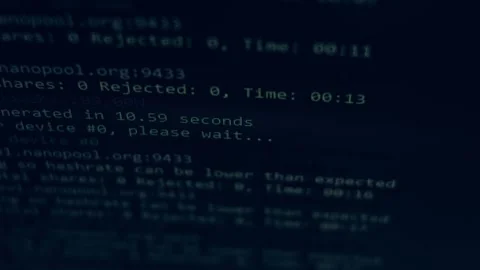 Contour effect of Cryptocurrency mining on a computer screen. The algorithm of 스톡 동영상 240170993