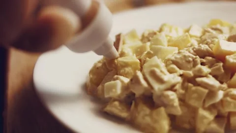 Contour effect of I make the pineapple shape of the Ladie's Caprice salad Stock Footage 240635143