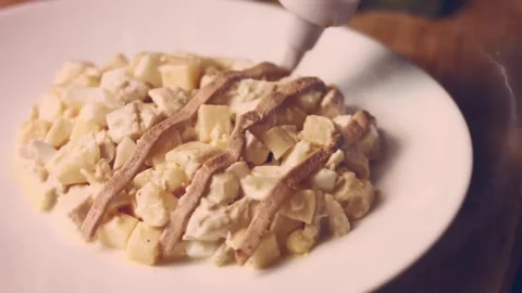 Contour effect of I make the pineapple shape of the Ladie's Caprice salad Stock Footage 240635191