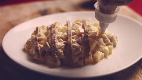 Contour effect of I make the pineapple shape of the Ladie's Caprice salad Stock Footage 240635292