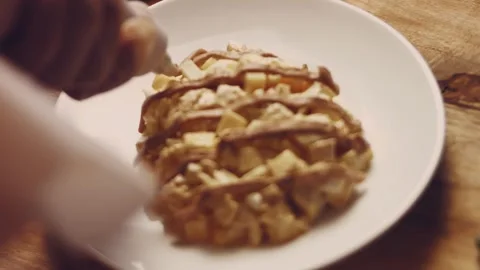 Contour effect of I make the pineapple shape of the Ladie's Caprice salad Stock Footage 240635380