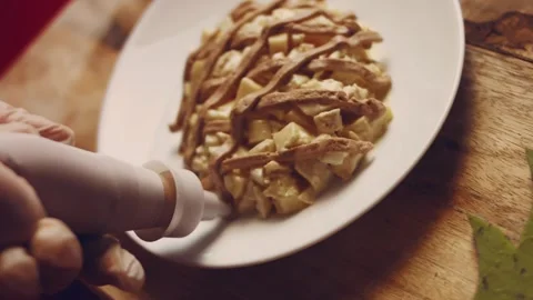 Contour effect of I make the pineapple shape of the Ladie's Caprice salad Stock Footage 240635492