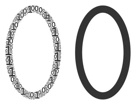 Contour Ellipse Collage of Binary Digits Stockillustratie