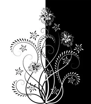 Contour floral pattern Stock Illustration