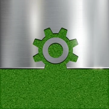 Contour gear on grass background. Stock-Illustration