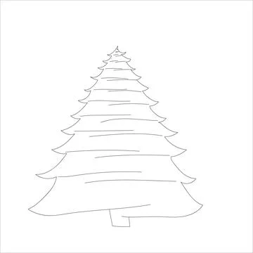 Contour hand drawn tree. Vector illustration. Simple line art. Stock Illustration