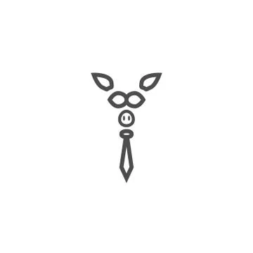 Contour of the head of the pig with a tie Stock Illustration