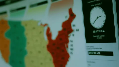 Contour highlighting effect of Local time in different US states. Shoot pixels Vídeo Stock 232386124