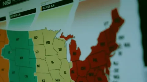 Contour highlighting effect of Local time in different US states. Shoot pixels Vídeo Stock 232386166