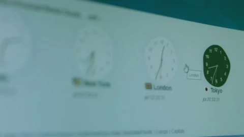 Contour highlighting effect of The world clock. Shoot pixels on the screen Stock Footage 232385889