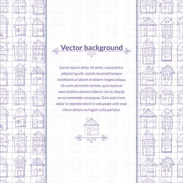 Contour houses vector background with pace for text Ilustración de archivo
