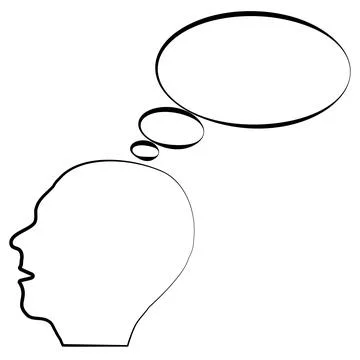 Contour of human head with empty speech bubble from brain isolated on white 스톡 일러스트