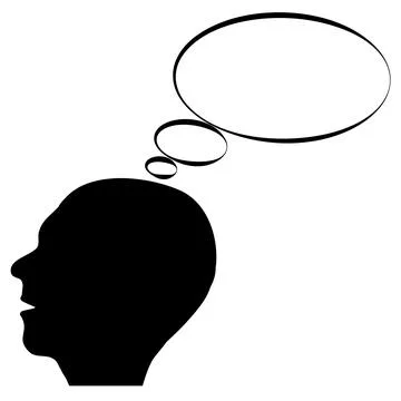 Contour of human head with silhouette empty speech bubble from brain isolated 스톡 일러스트