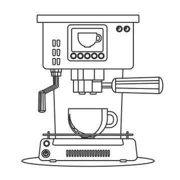 Contour icon coffee machine with a mug Stock Illustration