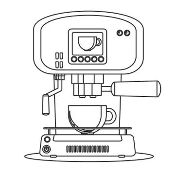 Contour icon coffee machine with a mug Stock Illustration
