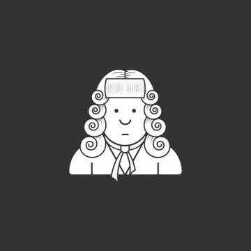 Contour icon judge in a wig and gown Stock Illustration