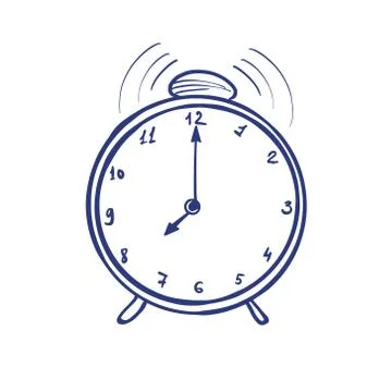 Contour illustration of an alarm clock. Vector illustration on a white isolated Stock Illustration