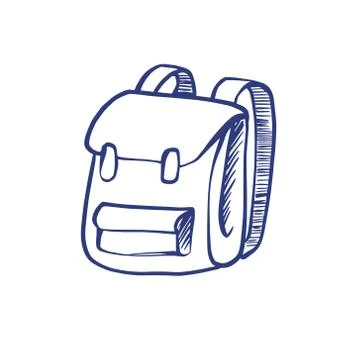 Contour illustration of a backpack or school bag. Vector illustration on a white Illustrazione stock