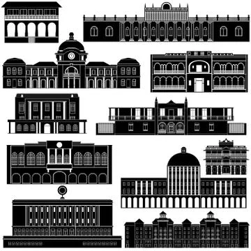 Contour image of architectural landmarks Stock Illustration