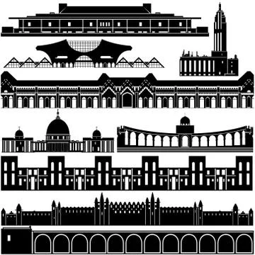 Contour image of architectural landmarks Stock Illustration