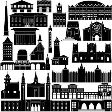 Contour image of architectural landmarks Stock Illustration