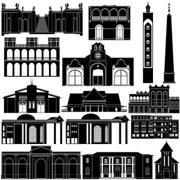 Contour image of architectural landmarks Stock Illustration