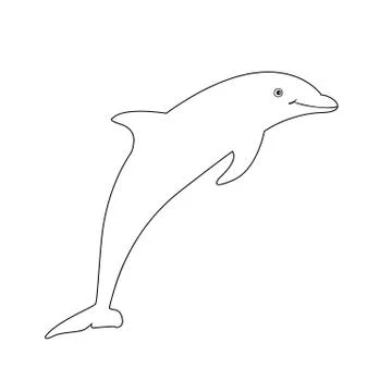 Contour image of dolphin isolated on white background Stock Illustration
