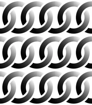 Contour of interlocking circles / rings seamless monochrome pattern. Stock Illustration