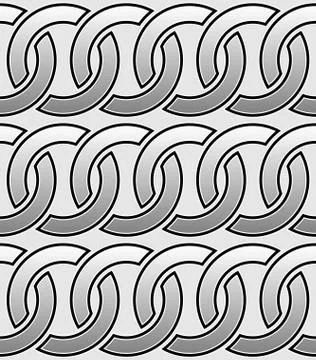 Contour of interlocking circles / rings seamless monochrome pattern. Stock Illustration