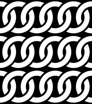 Contour of interlocking circles / rings seamless monochrome pattern. イラスト素材