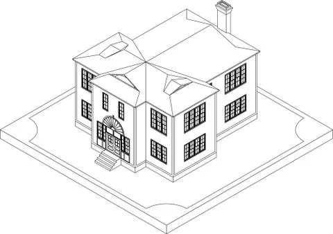 Contour of isometric house Stock Illustration