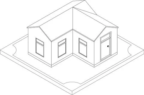 Contour of isometric house Stock Illustration