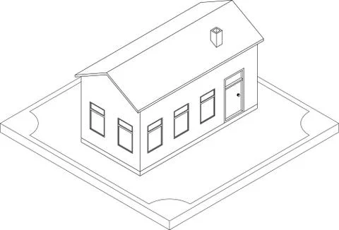 Contour of isometric house Stock Illustration