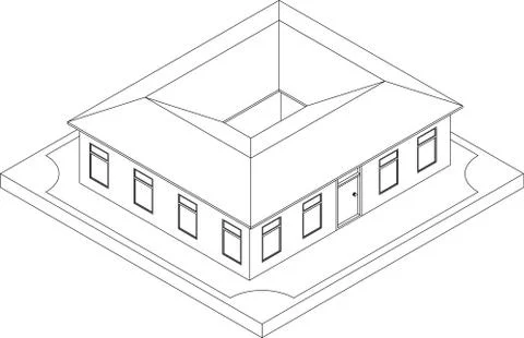 Contour of isometric house Illustrazione stock