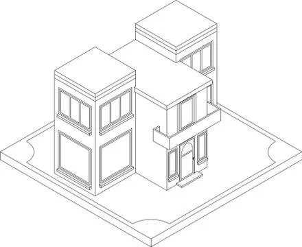 Contour of isometric house Stock Illustration