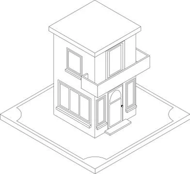 Contour of isometric house Stock Illustration