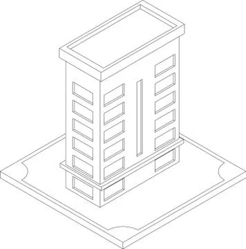 Contour of isometric house Stock Illustration