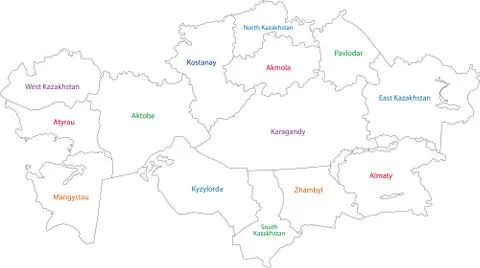 Contour Kazakhstan map Stock Illustration