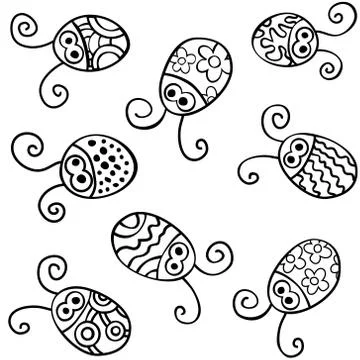 Contour ladybirds vector Stock Illustration