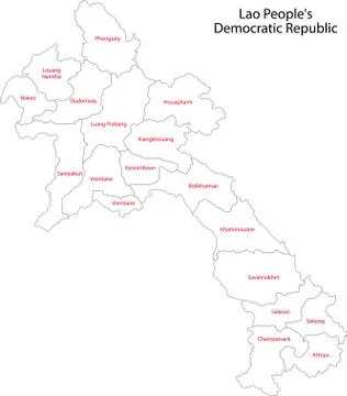 Contour Laos map Stock Illustration