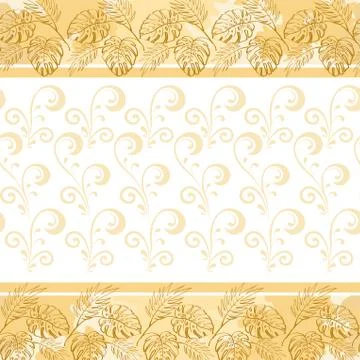 Contour leaves and abstract pattern Stock Illustration