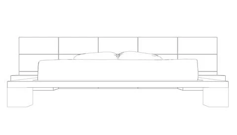 Contour line drawing of double bed. Modern comfortable luxury furnitures for Stock Illustration