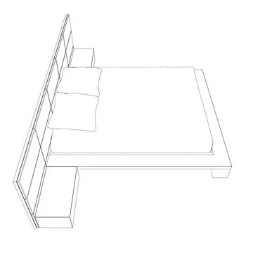Contour line drawing of double bed. Modern comfortable luxury furnitures for Stock Illustration