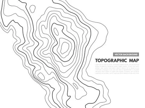 Contour line map. Topographical relief outline, cartography texture geographic Stock Illustration