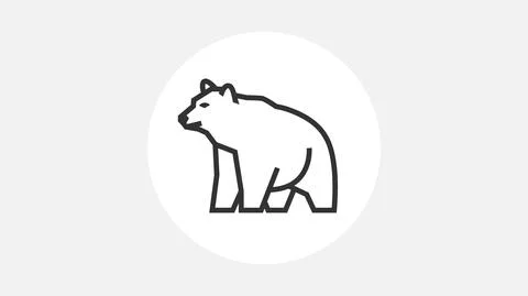 Contour linear curves image of a bear. Financial markets symbol Stock Illustration