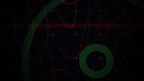 Contour Lines Motion Background with Green Circle on Dark Grid Video stock 343693368